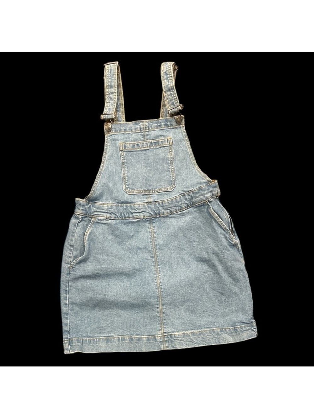 Vintage Ripzone Light Wash Denim Overall Dress Pinafore Mini Size - Picture 2 of 5